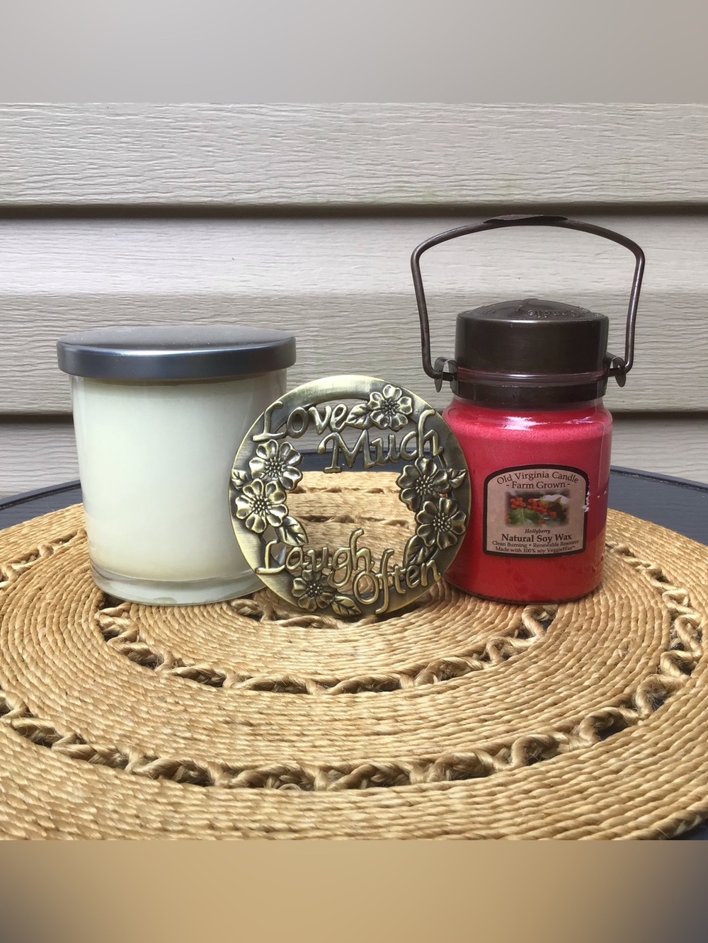Two New Soy Wax Candles Plus “Love Much Laugh Often” Candle Topper